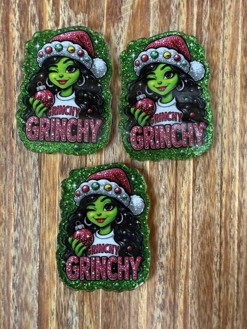 3 Pc Grinchy Girl Acrylic Flatbacks